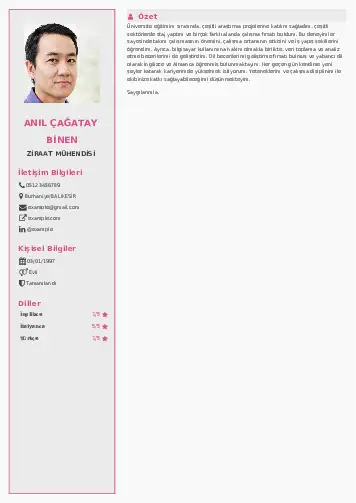 Ziraat Mühendisi Cv Örnekleri cv indir